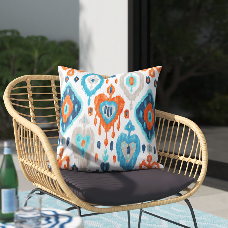 Hamon Ikat Polyester Indoor Outdoor Throw Pillow